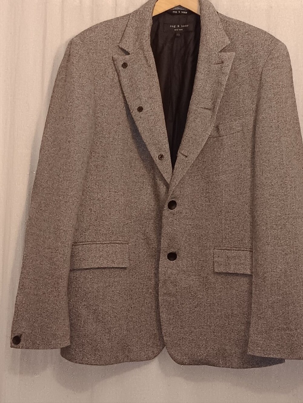 RAG & BONE Tweed Gray Wool Herringbone Classic Blazer Coat Mens SZ 40